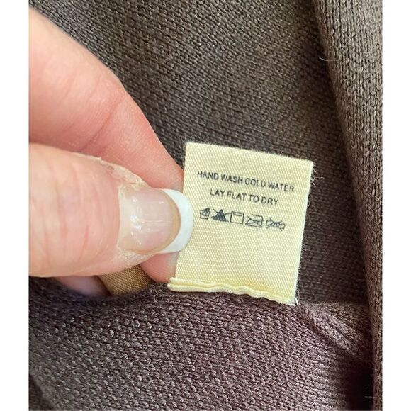 M. Rena Long Open Cardigan Chocolate Brown Zip Cuffs Chunky Cozy - Picture 16 of 16